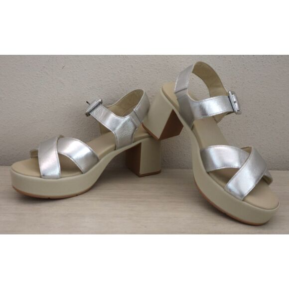 Naot 123102-BA9 Women Sz 39 US 8M Silver Soft Leather Elite Heeled Sandals - Picture 12 of 13